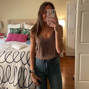 Abercrombie Brown Tank Top with Black Dots